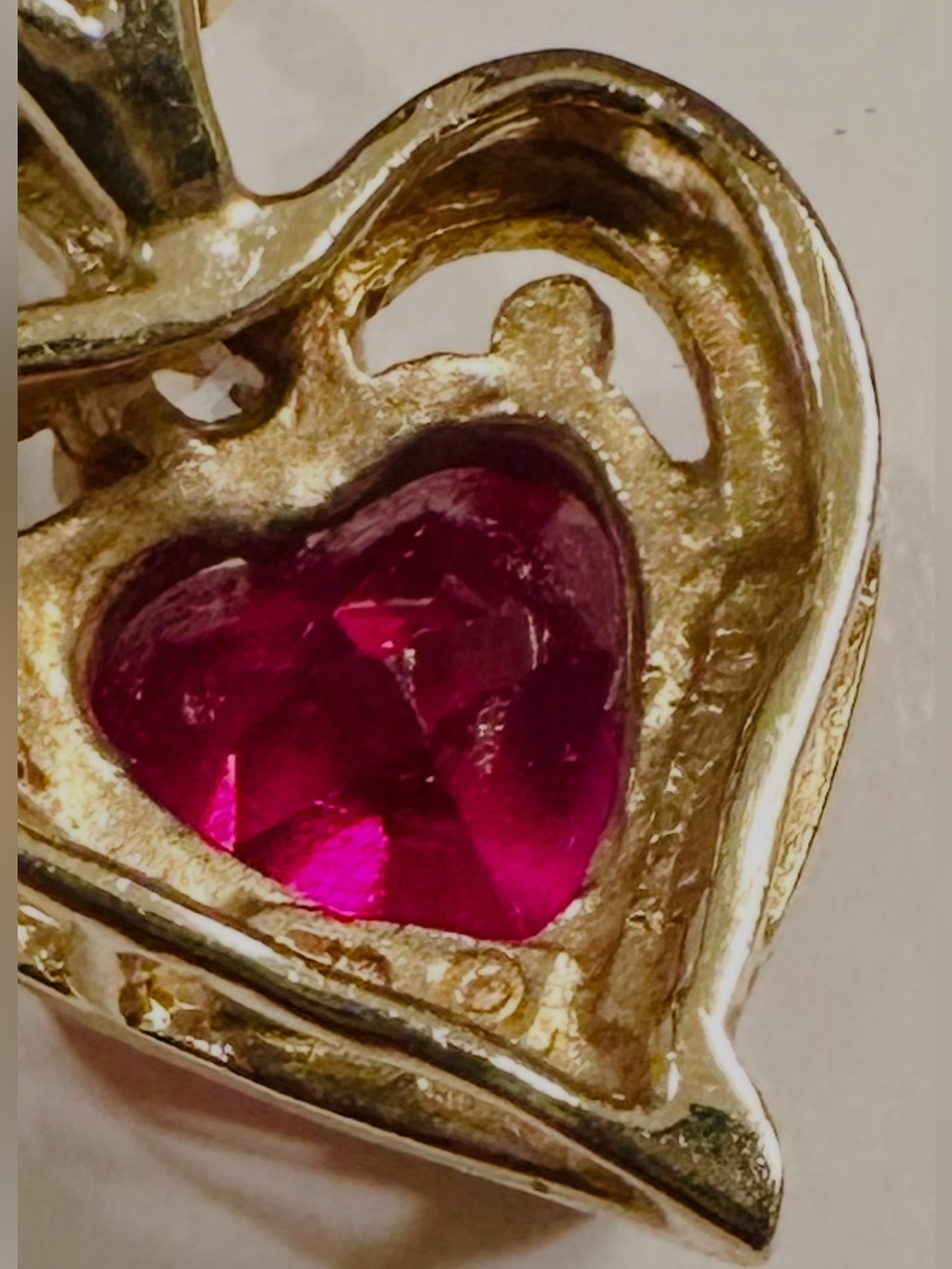 10K Gold Heart Ruby Diamond earrings necklace 10K gold diamond ruby pendant set - Picture 7 of 8